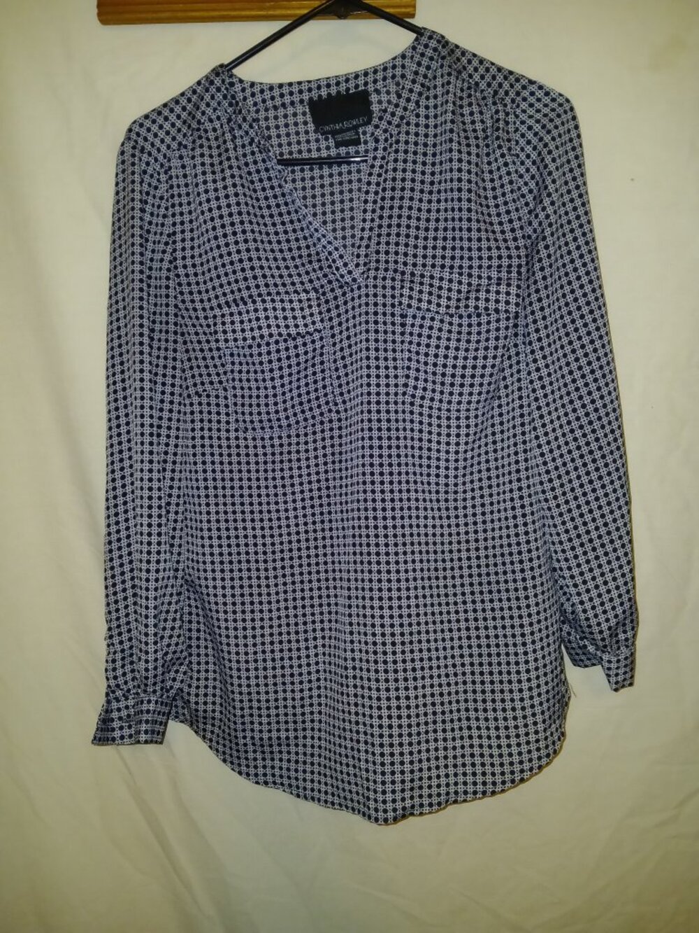 Cynthia Rowley Navy & White Print Blouse